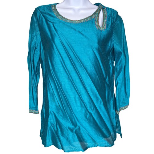 Fabindia womens teal silk - fabindia,